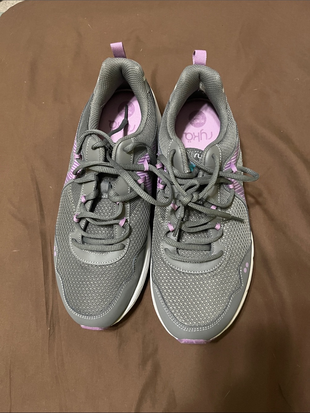 Ryka Women's Gray and Lavender Athletic Walking Sneakers size 12W